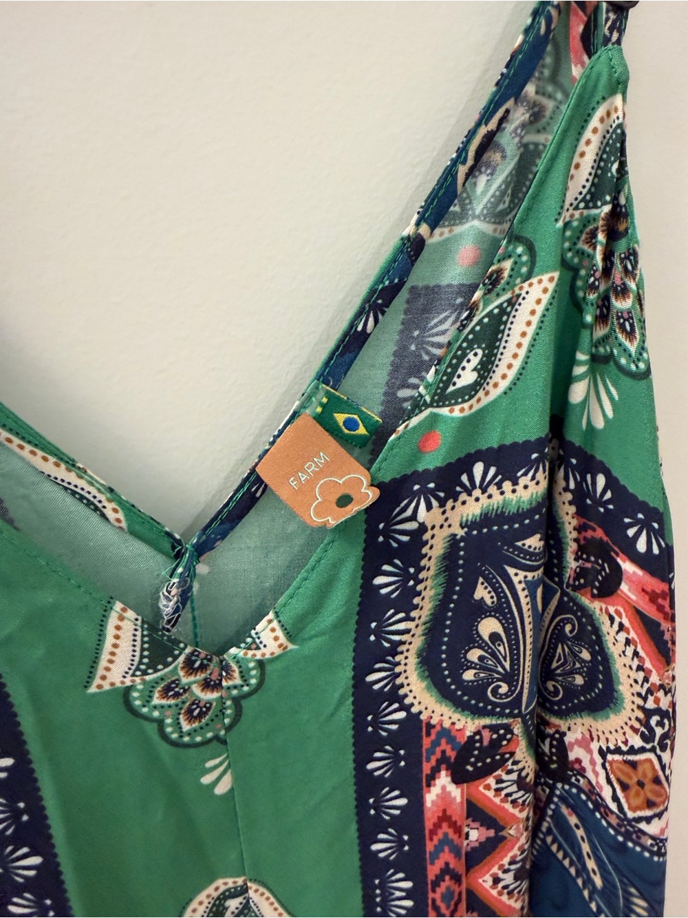 FARM Rio Green Boho Jumpsuit Print Spaghetti Strap - Picture 4 of 4